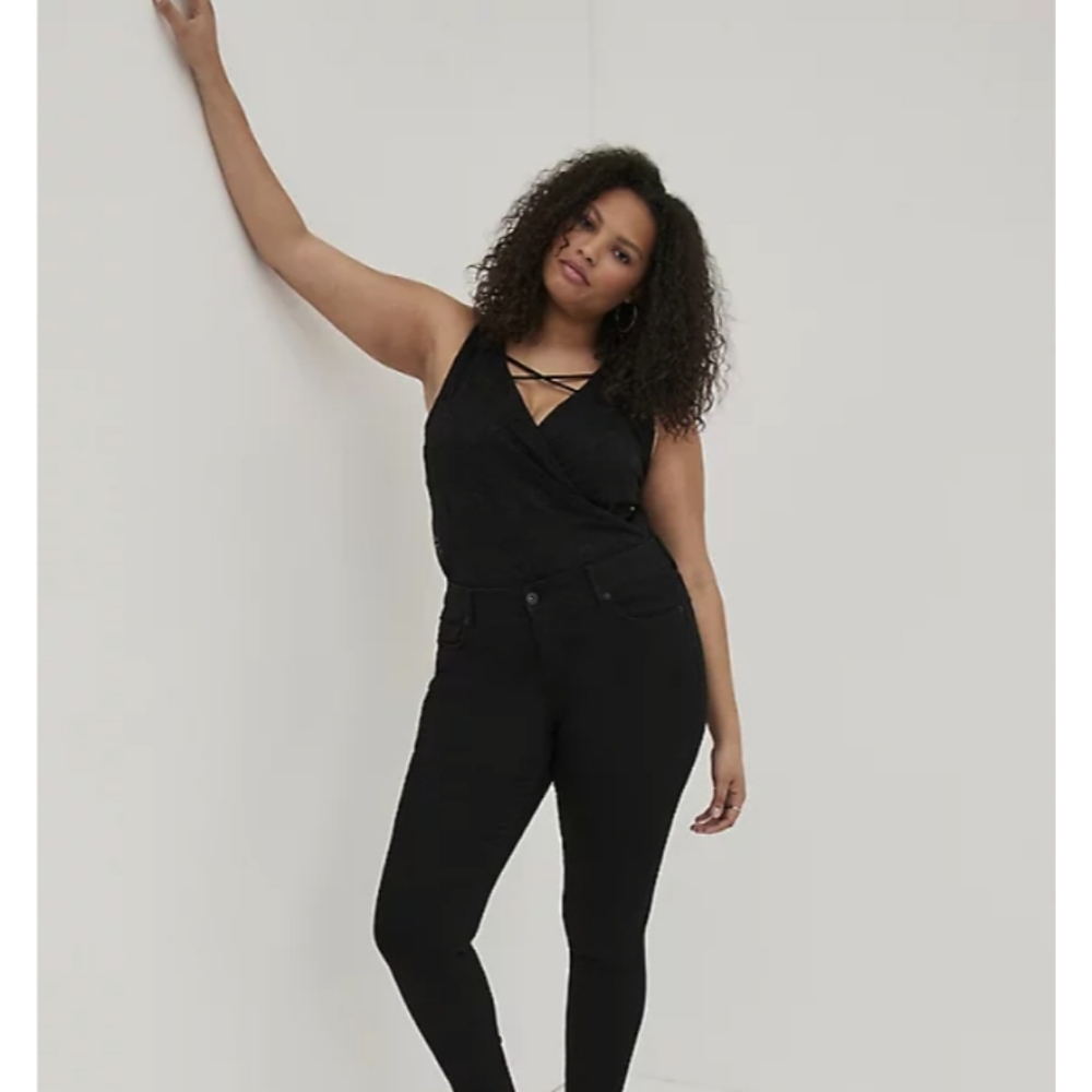 Torrid Surplice Strappy Floral Lace Bodysuit